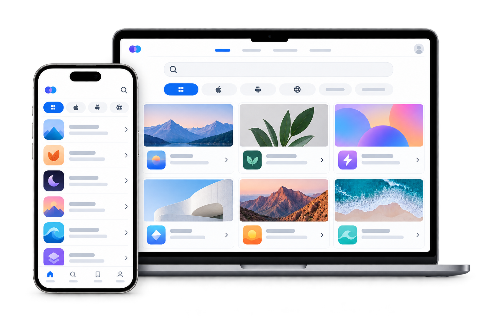 LaunchNest discovery experience on a phone and laptop